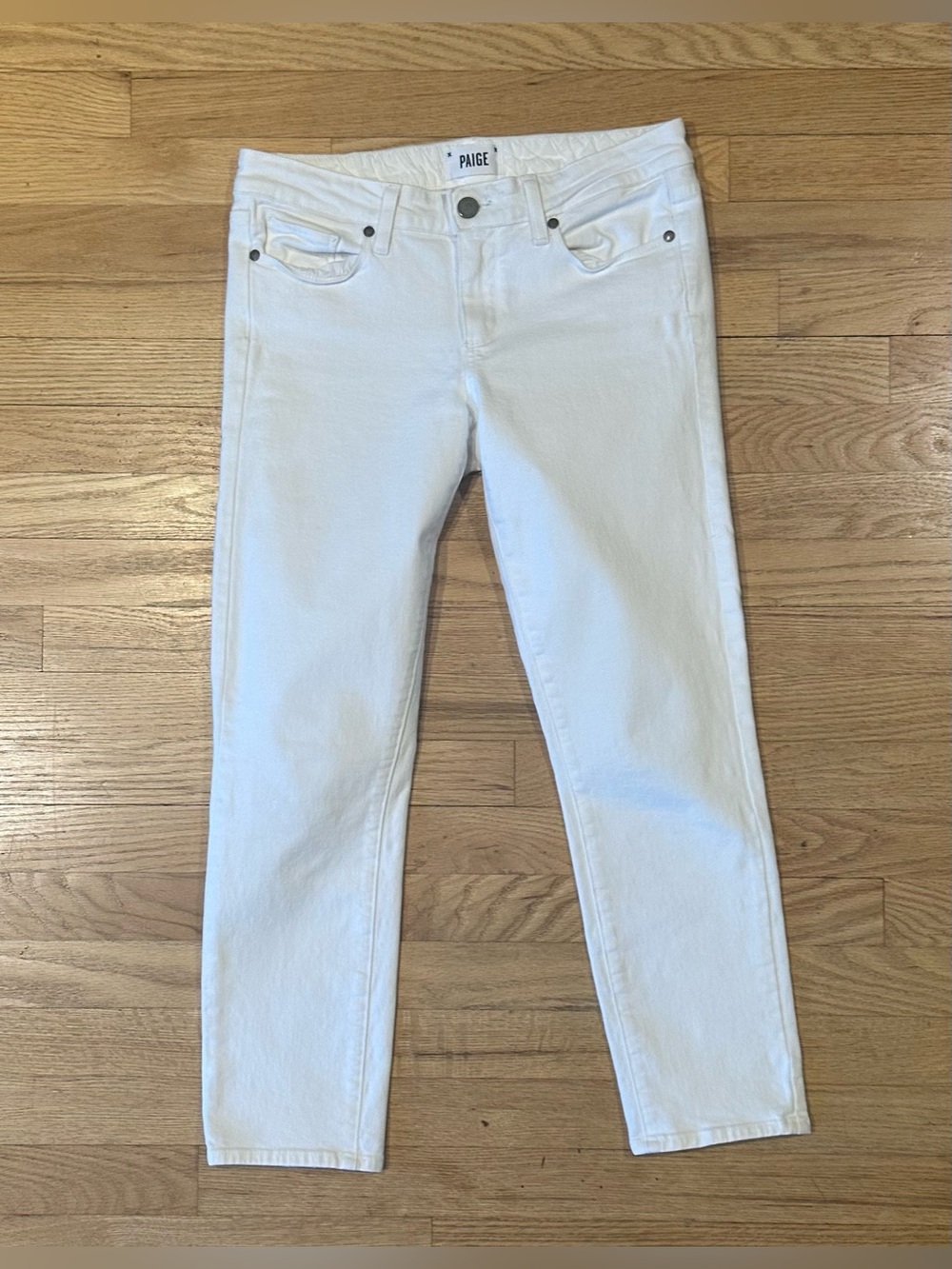 PAIGE KYLIE CROP White Denim Pants (27)
